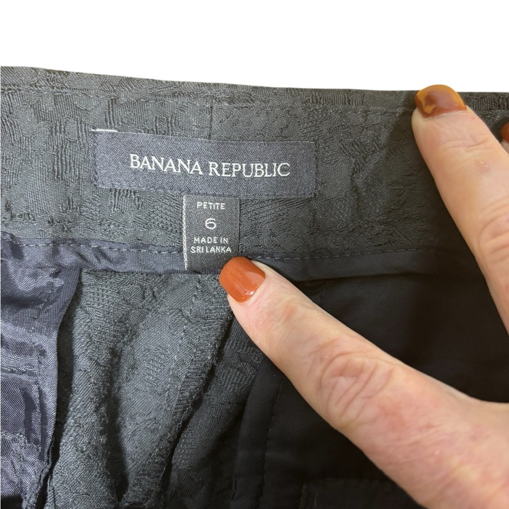 Banana Republic Avery Ankle Pants Womens 6 Petite Black Floral Jacquard #378 - Picture 3 of 11